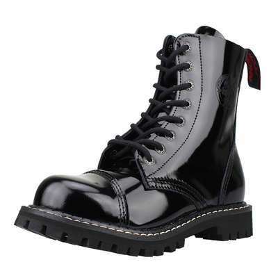 Angry Itch 8-holes boots shiny patent leather black