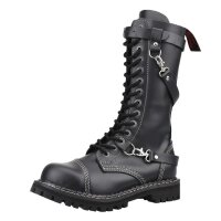 Angry Itch 14-Hole Boots 3-Straps Black Leather 47