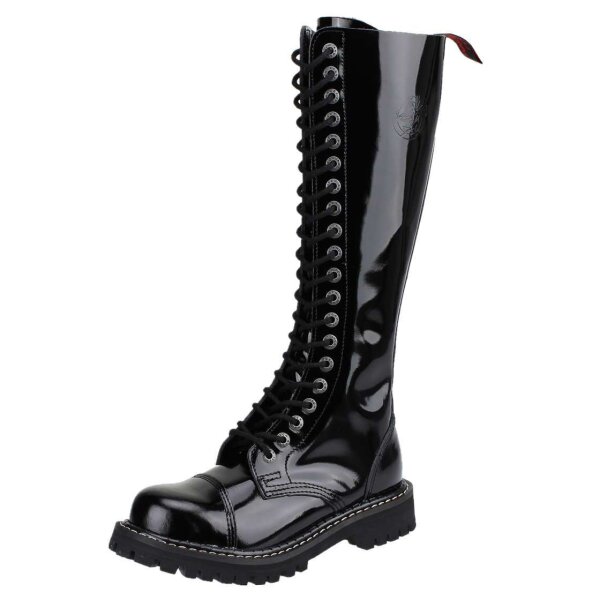Angry Itch 20-Hole Boots Black Patent Leather