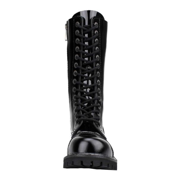 Angry Itch 14-Loch Lackleder Stiefel Schwarz