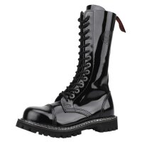 Angry Itch 14-Hole Boots Black Patent Leather