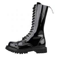 Angry Itch 14-Loch Lackleder Stiefel Schwarz