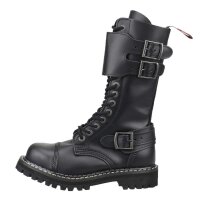 Angry Itch 14-Hole Boots Front-Plate Black Leather