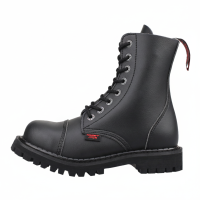 Angry Itch 08-Hole Boots Black Vegan PU