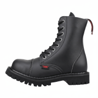 Angry Itch 08-Hole Boots Black Vegan PU