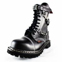 Angry Itch 10-Hole Boots 3-Straps Black Leather 36